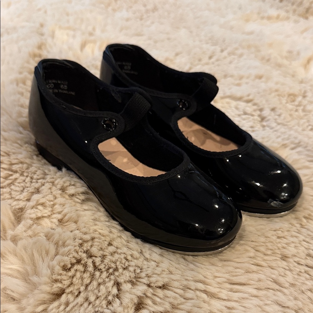 Girls Tap Dance Elegant Black Patent Leather Mary Jane Shoes Leather 9.5 M